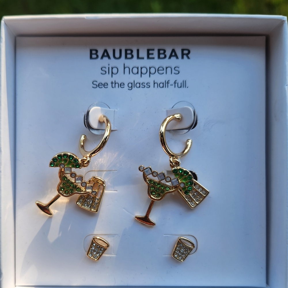 BaubleBar Margarita Cocktail Salt Shaker Tequila Shot Earrings Three Pair